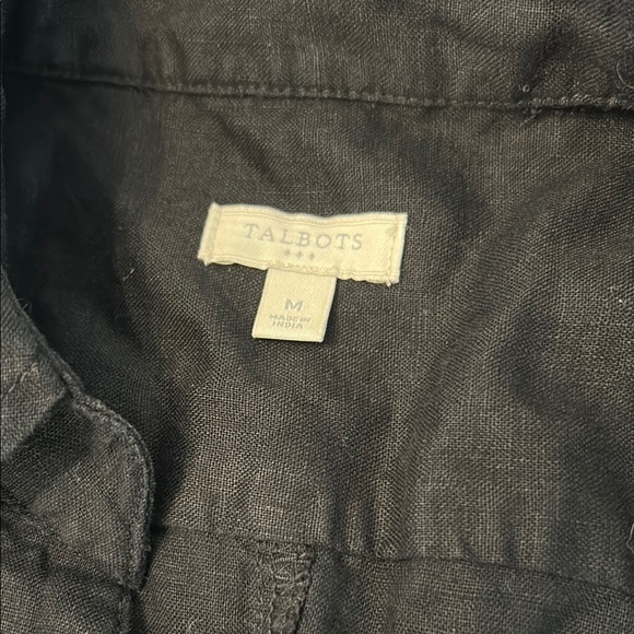 Woman’s Linen Talbots Black Button-Up Shirt size medium - Picture 2 of 5